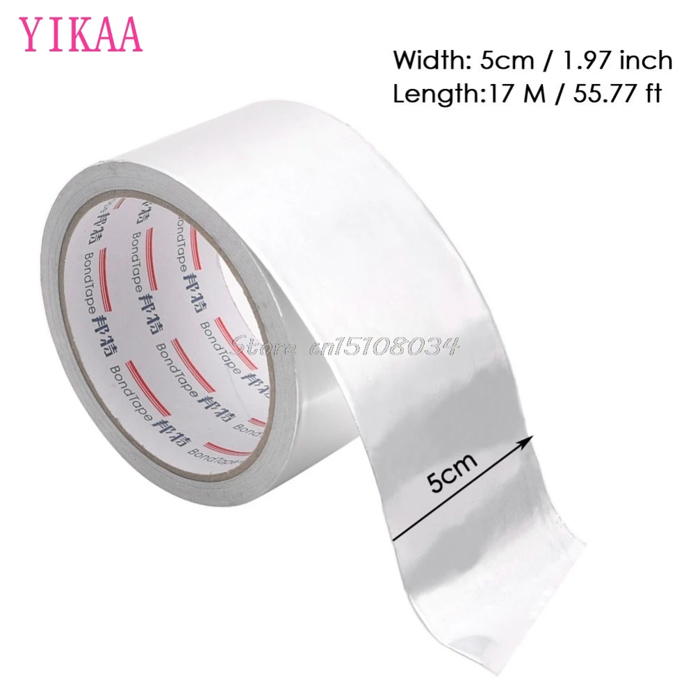 

50mmx 17M Roll Silver Aluminium Foil Adhesive Sealing Tape Heating Duct Repairs S08 Drop ship