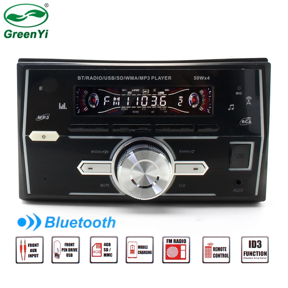 GreenYi Bluetooth Car Audio Stereo Flashing Car Radio 12V In dash 2 Din