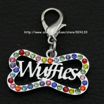 

Free Shiping Pet Tags 500PCS/Lot Fashion Crystal Rhinestone Dog Name Tags