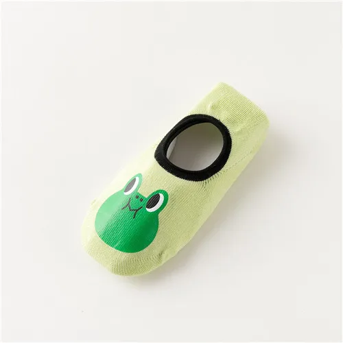 Детские носки для мальчиков и девочек хлопковые носки-тапочки с рисунком Нескользящие домашние носки с милыми животными для малышей - Цвет: Зеленый