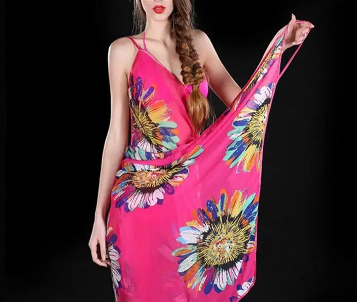Новое поступление шифоновые шарфы с цветочным принтом весна лето солнцезащитный крем для женщин 8 цветов шелковые ремни пляжное полотенце длинные мягкие платки двойные обертывания - Цвет: rose
