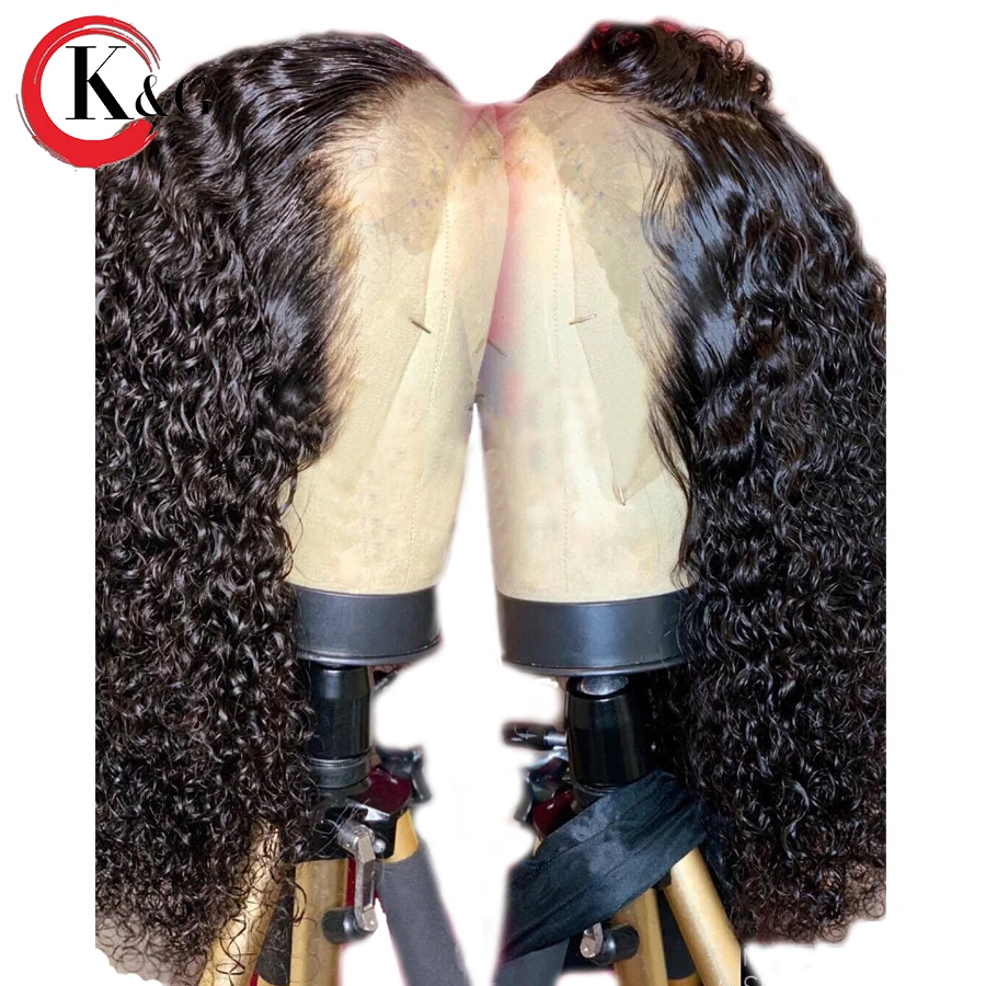 

KUNGANG Curly 13*6 Deep Part Lace Front Human Hair Wigs With Baby Hair Pre Plucked Bleached Knots Brazilian Remy Human Hair wig