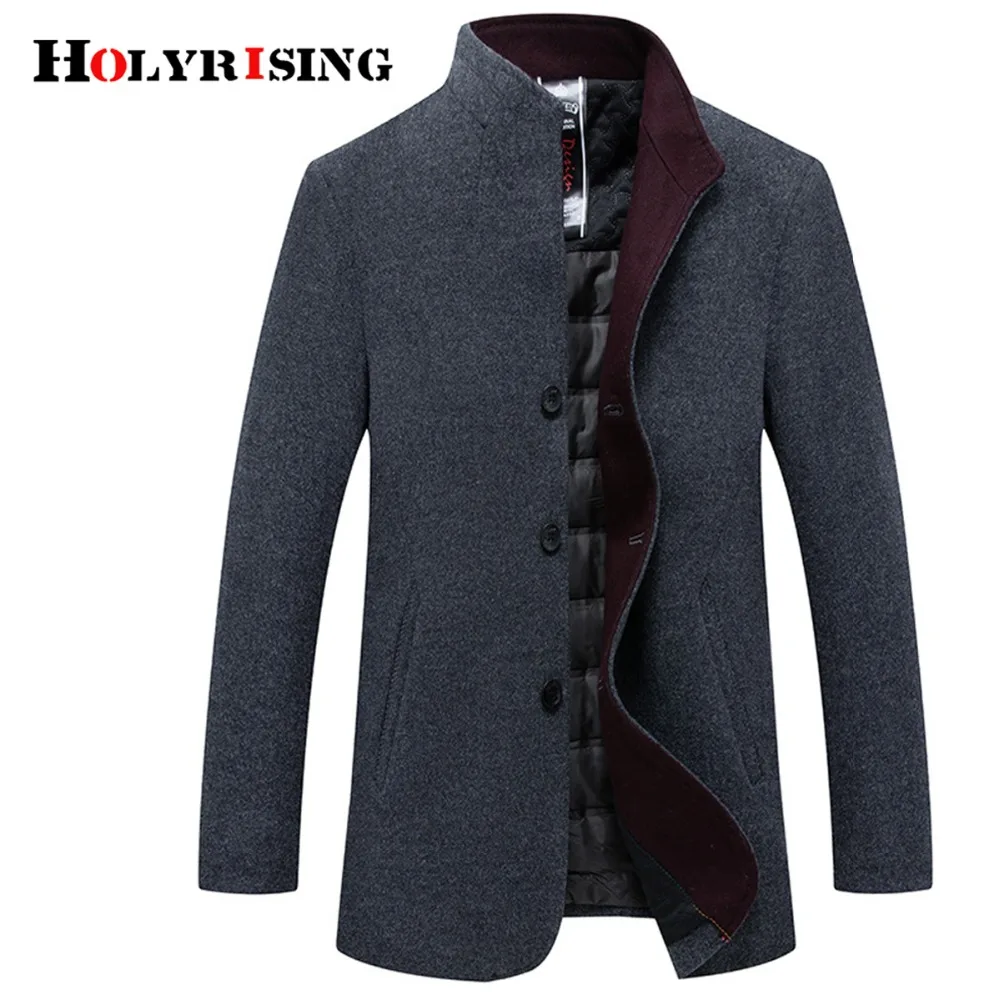 

Holyrising Men Wool Coats Casual Woolen Jackets Warm Male Overcoets Lining White Duck Down Gray Coffee Coat For Male M-4XL 18606