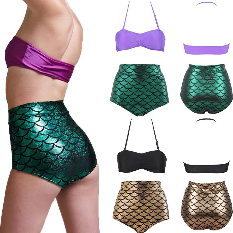 

2016 Women Mermaid Swimsuit High Waist Bikini Set Push Up Beach Suit Swimwear 6-14