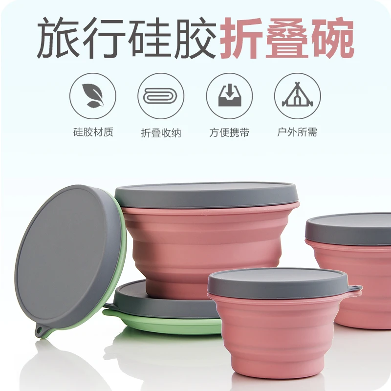 Portable Travel Food Storage Container Silicone Folding Picnic Bowl