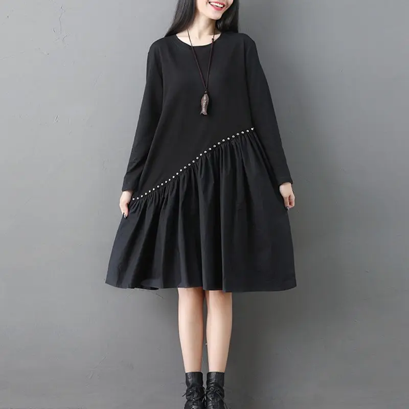 

Maternity Dresses New Stitching Loose Boat Neck Plus Size Pregnancy Dress Maternity Clothes for Pregnant Women Clothes Dress