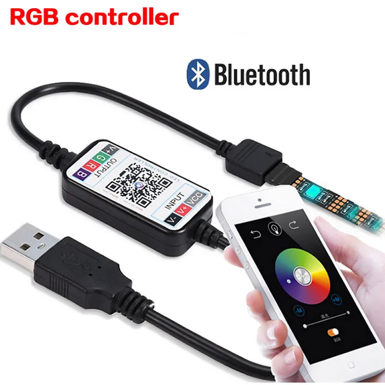 Bluetooth USB цветных(RGB) светодиодных лент пульт дистанционного управления DC 5 V-12 V Беспроводной пульт дистанционного управления с 4pin цветных(RGB) светодиодных лент светильник ing лента светильник