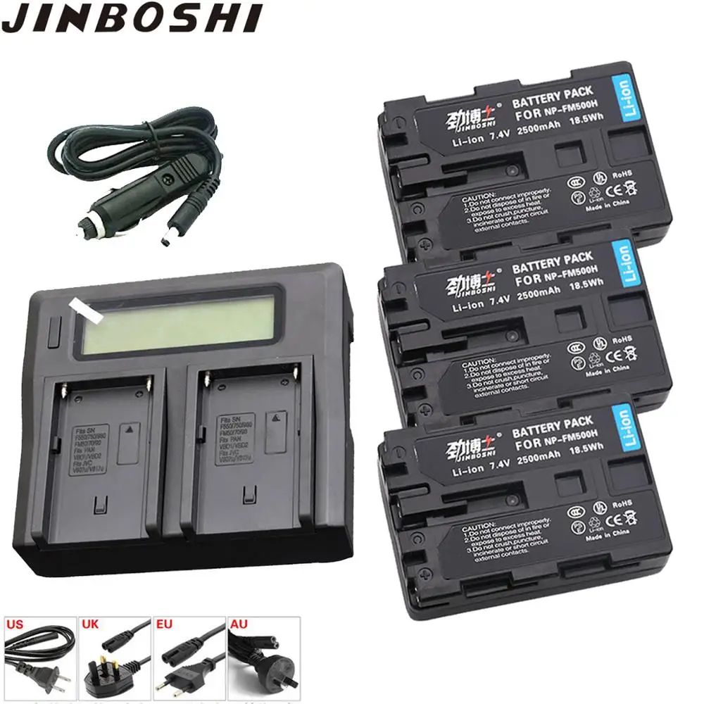 3pcs NP-FM500H NPFM500H NP FM500H Replacement Battery+LCD Dual Charger For Sony A57 A58 A65 A77 A99 A550 A560 A580 | Электроника
