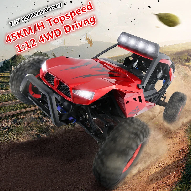 

Large Racing Car 1:12 45KM/H 2.4G 4WD RC High Speed Vehicle Crawler Off Road Racing Car with LED Light 3000Mah Battery VS 12428