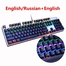 Metoo Gaming Mechanische Tastatur 87/104 Anti-geisterbilder Leuchtendem Blau Rot Schwarz Schalter Hintergrundbeleuchtung LED verdrahtete Tastatur Russische aufkleber
