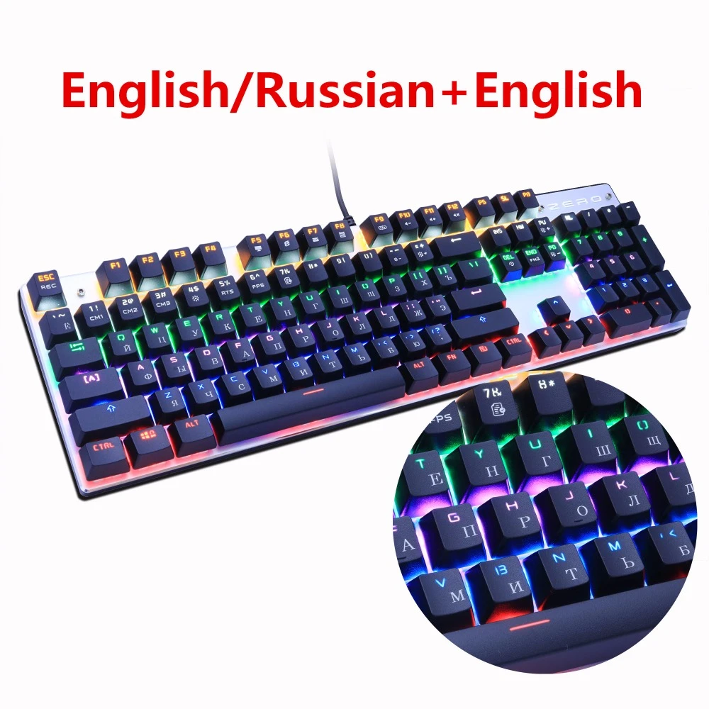 Metoo Gaming Mechanical Keyboard 87 104 Anti Ghosting Luminous Blue Red Black Switch Backlit Led Wired Keyboard Russian Sticker Gaming Mechanical Keyboard Russiangaming Mechanical Keyboard Aliexpress