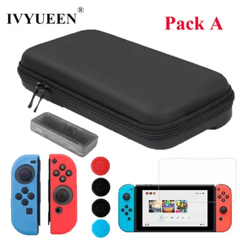 

IVYUEEN Travel Carry Case Bag for Nintend Switch NS Console with Tempered Glass Screen Protector & Grips Cap Cover for Joy-con