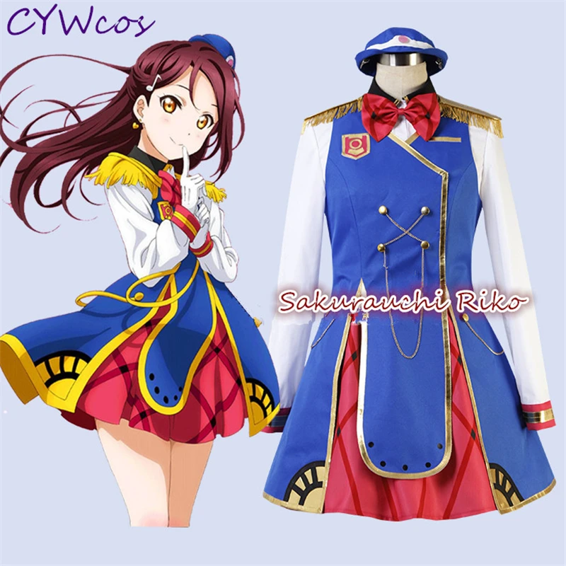 

Love Live Sunshine Aqours Cosplay Sakurauchi Riko HAPPY PARTY TRAIN TOUR Cosplay Costume Christmas Uniforms Women Summer Dress