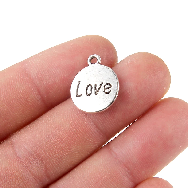 10pcs Trendy Aloy Round Love Charms Pendant Fit DIY Jewelry Making