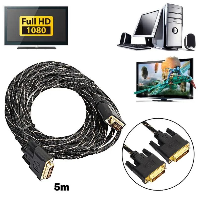 Цифровой Монитор DVI D к DVI-D 24+ 1 золотой штыревой сигнальный кабель HD tv