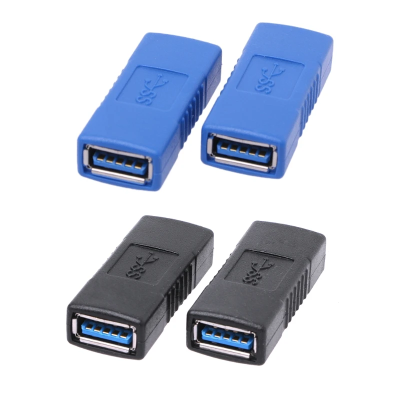 

2PCS Black/Blue USB3.0 Type A Female To Female Adapter PC Laptop Connector