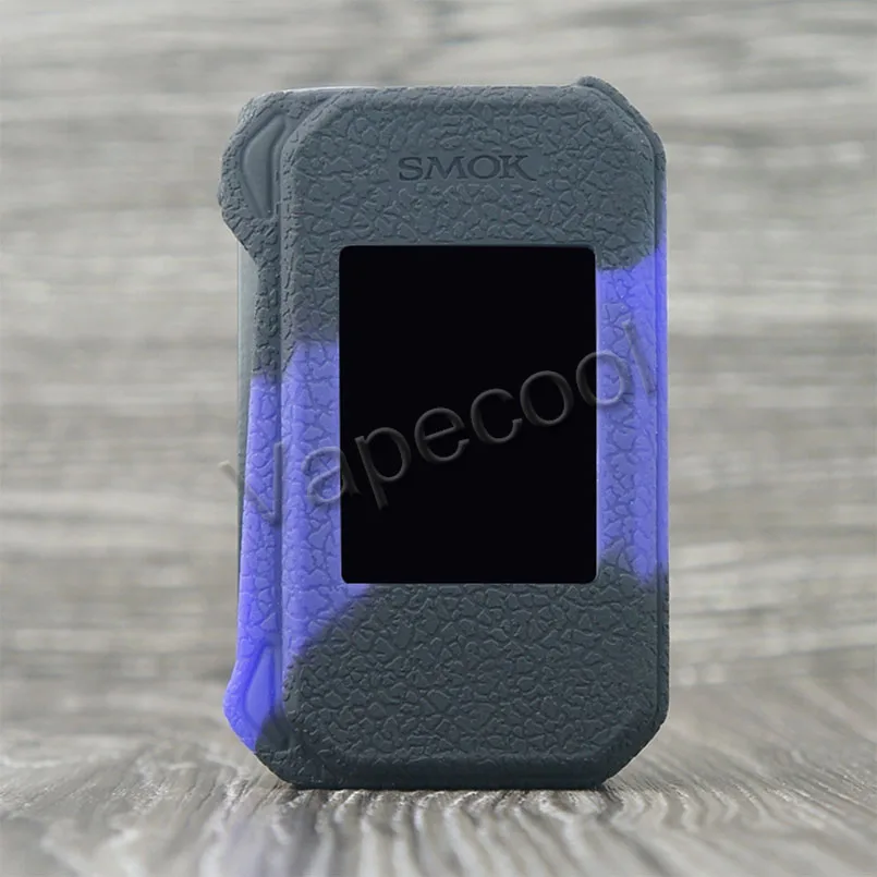 Силиконовый чехол кожи для электронных сигарет SMOK G-PRIV 2 Luxe Edition 230 Вт Box Mod и силиконовой крышкой Warp рукав Non-slip подходит Vape электронных сигарет SMOK GPRIV 2 - Цвет: Black purple