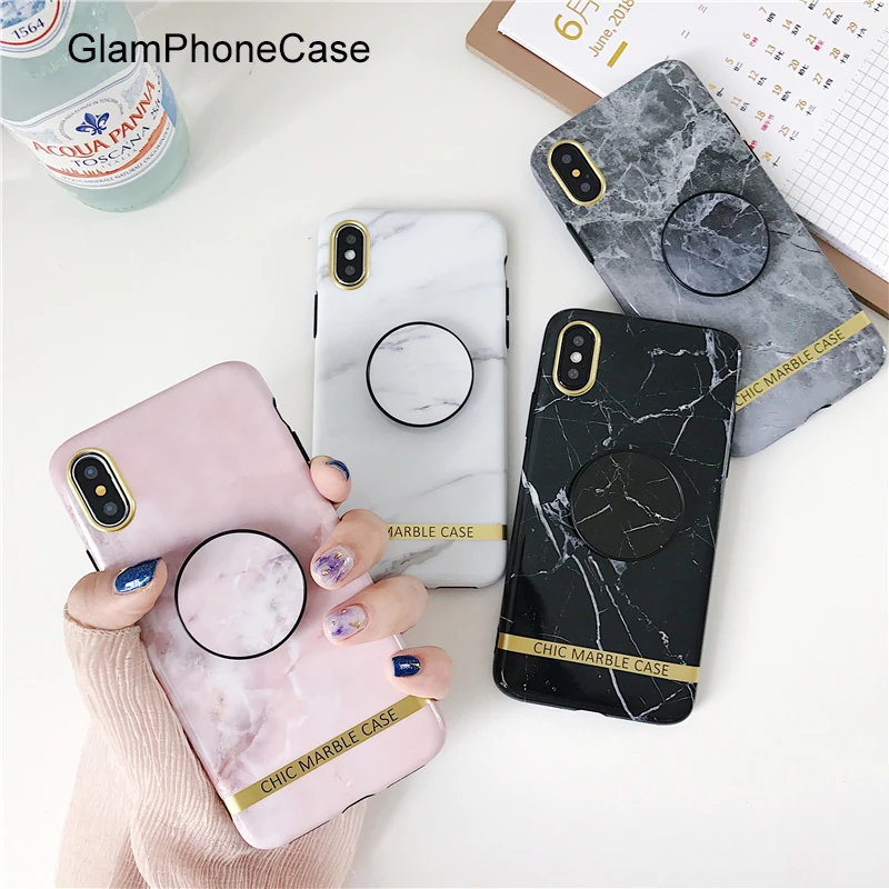 GlamPhoneCase горячий Стильный стэндер мраморный Матовый ТПУ мягкий чехол для iPhone X 8 8plus