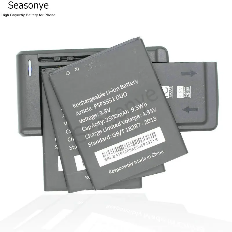 Запасной литий ионный аккумулятор Seasonye 3x2500 мАч/5551 Вт/ч PSP 5551 DUO + универсальное