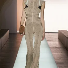 Женская летняя обувь с круглым вырезом жаккардовые повязку комбинезон район Тощий полной длины повязки партии партия комбинезон