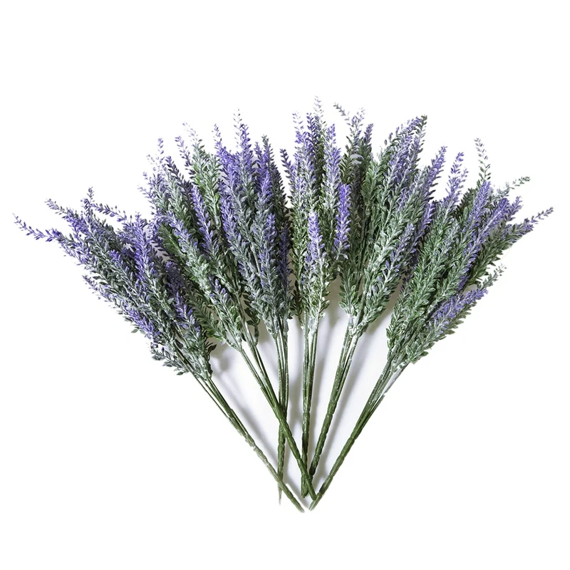 Purple 6х пучков Искусственный Букет Лаванды искусственная Лаванда Букет фиолетовые Лавандовые цветы искусственные растения для свадьбы, домашний декор, O - Цвет: Purple