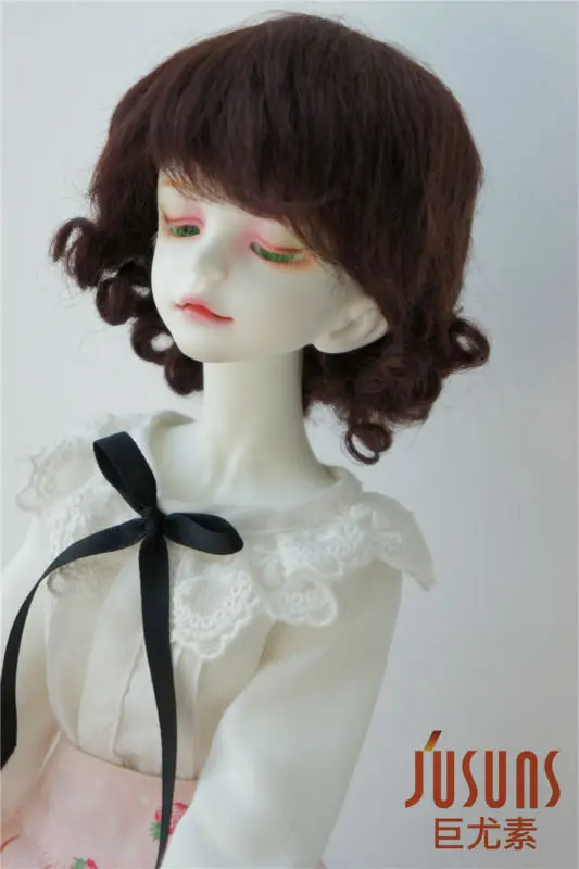 JD268 1/4 MSD 100% мохер кукла парики SD 7-8 дюймов короткая спина вьющиеся BJD парик мохер кукла аксессуары