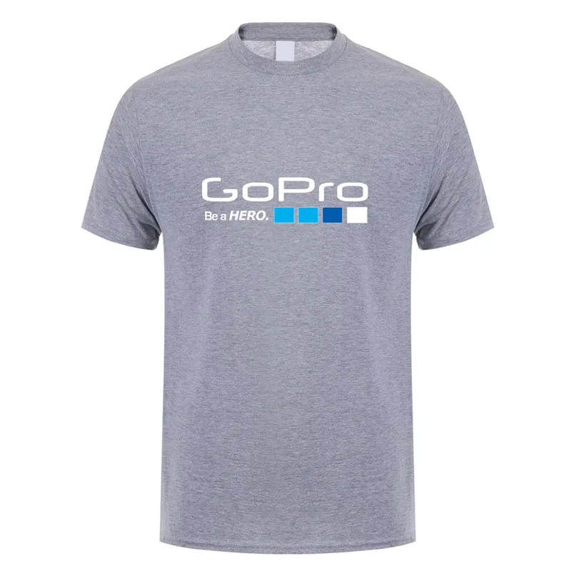 Летняя футболка Go Pro GoPro, топы для мужчин, короткий рукав, хлопок, Мужская футболка be a hero, мужские футболки, DS-015 - Цвет: sport grey