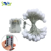 Remote Timer Waterproof 5M 50 LED Outdoor Globe String Lights 8 Modes Battery Operated Frosted White Ball Fairy Light dimmable