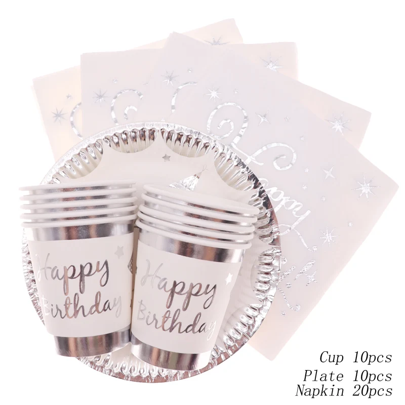 Bronzing silver disposable tableware set point paper cup grass party wedding carnival supplies | Дом и сад