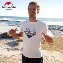 Naturehike модная летняя мужская забавная белая футболка хлопковая короткая Беговая Футболка спортивная Coolmax Одежда для пляжа Туризм