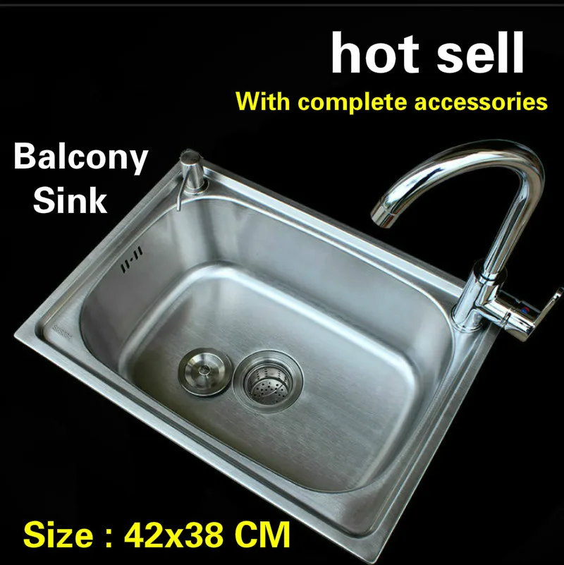 

Free shipping Hot sell 304 stainless steel mini balcony kitchen sink ordinary small single slot 42x38 CM