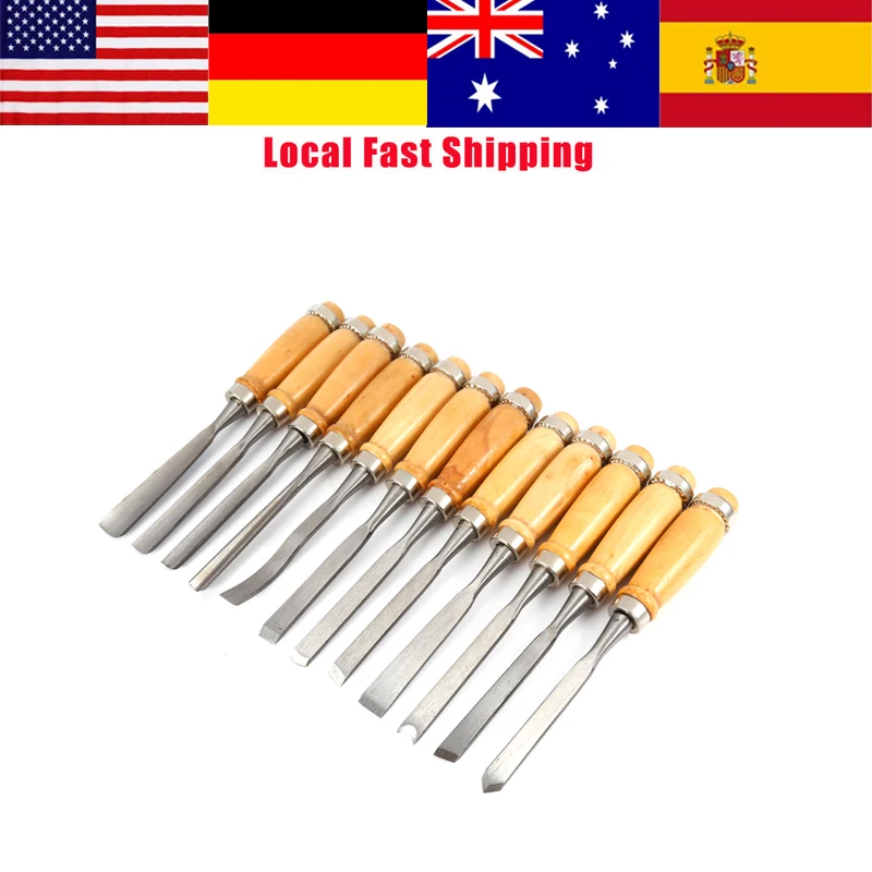 

12Pcs/Lot Wood Carving Chisels Set Professional Hand Chisels Carving Tools For Woodcut Woodworking Clay Wax DIY Sculpting Tools