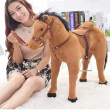 Игрушечная плюшевая игрушка для верховой езды 82x62 см, коричневая лошадка с куклой, подарок на день рождения для детей, Рождественский подарок w8466