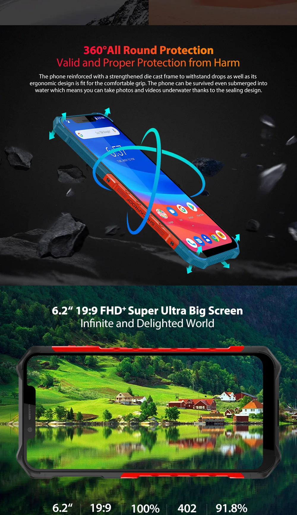 Ulefone Armor 6 телефон смартфон телефоны смартфоны  Android 8.1 водонепроницаемый IP68 NFC 6GB+128GB глобальная версия