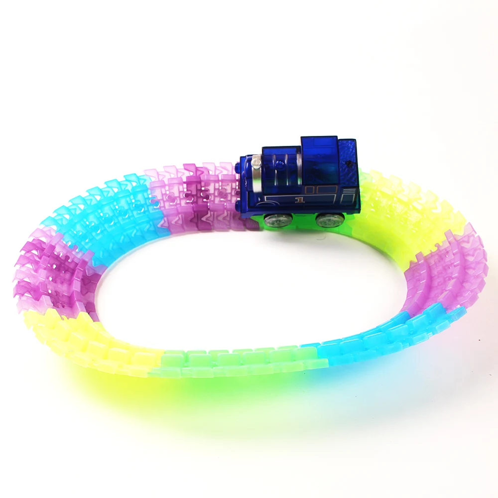 2018 New DIY Tracks Assembly Magic Glowing Rail Car Tracks Bend Flex