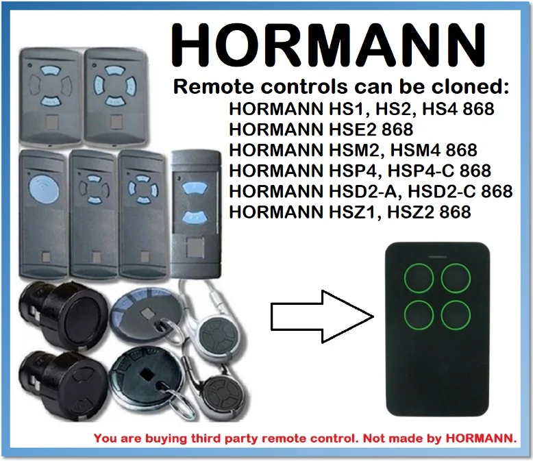 

HORMANN HS, HSE, HSM, HSP, HSD, HSZ Remote Control Duplicator 868.35MHz.