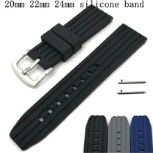 Новая распродажа, мягкий силиконовый ремешок для часов 20 мм 22 мм 24 мм, силиконовая резина, ремешок для часов, влагостойкий ремешок для часов, аксессуары для ремня