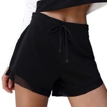 Для женщин Свободные шорты для йоги из сетчатой ткани; гофрированная кромка; спортивные шорты для фитнеса воздухопроницаемая комфортная обувь бег трусцой Короткие Йога открытый спортивной одежды