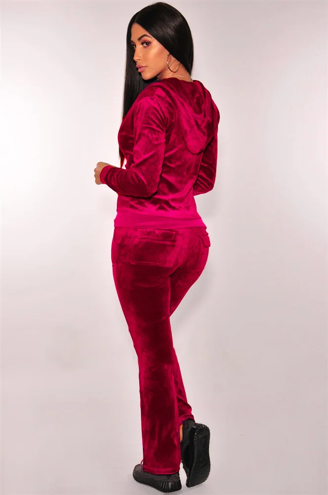 Повседневное Бархатный спортивный костюм Для женщин комплект с длинными рукавами с Кепки карман Узелок бинты спортивный комплект Для