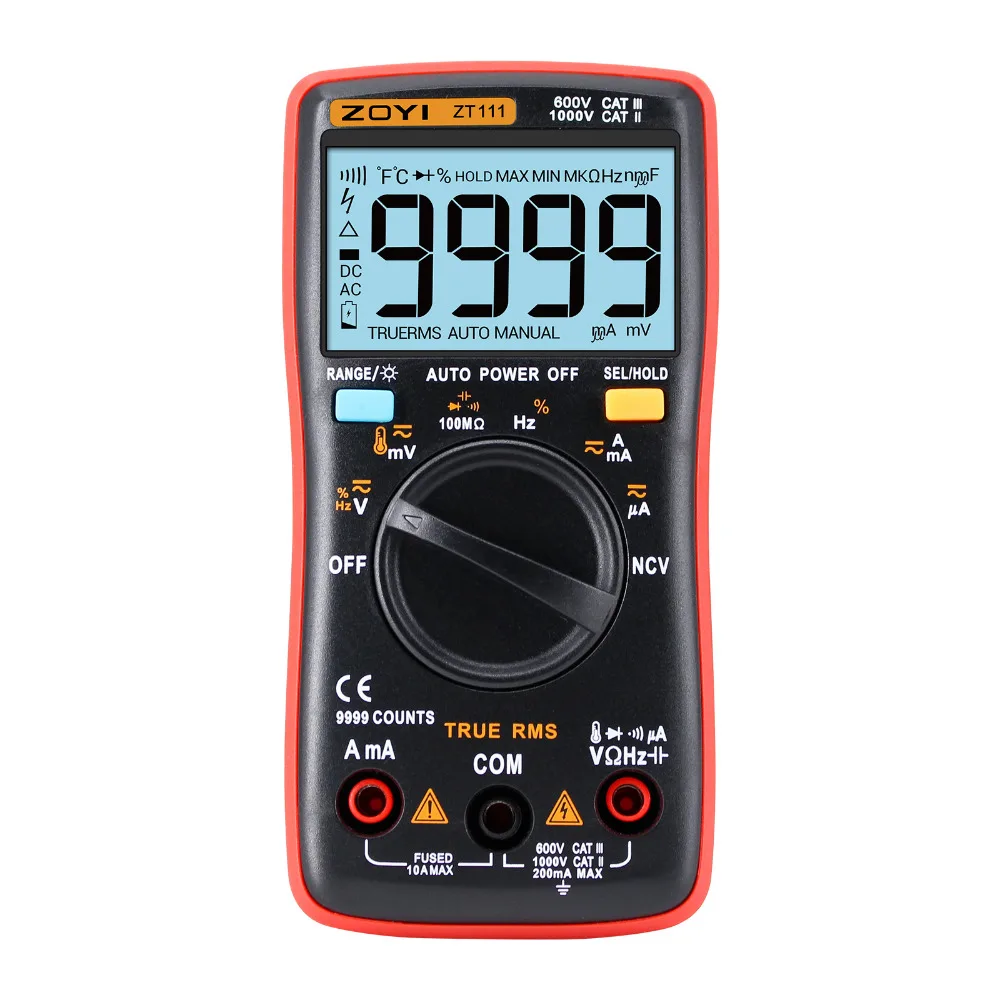 

ZT111 Handheld True-RMS Digital Ammeter Auto Range with NCV Full 4 Multimeter Portable Pocket Ammeter