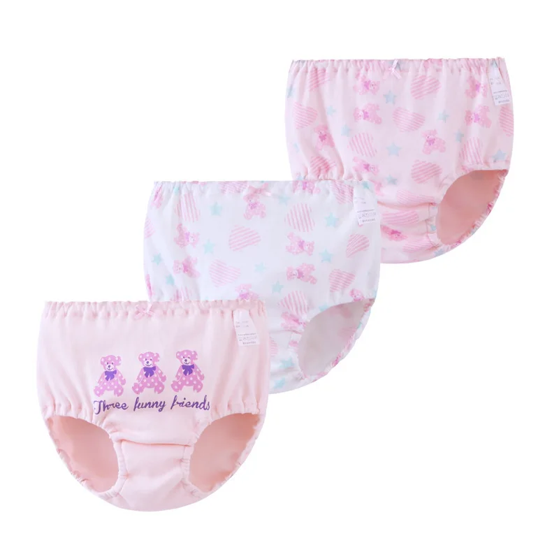 Pink 86306 3 шт./партия, класс, детские трусы, трусики в форме треугольника из чистого хлопка, прямые штаны, штаны для девочек, милые детские штаны - Цвет: Pink 86306