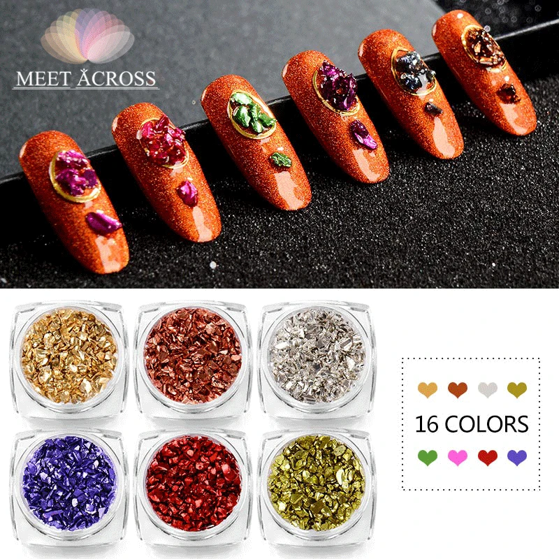 

MEET ACROSS Broken Glass Irregular Rhinestones for Nails Gems Nail Art Classical Charming Mixed 3d Nail Art Decorations Stones