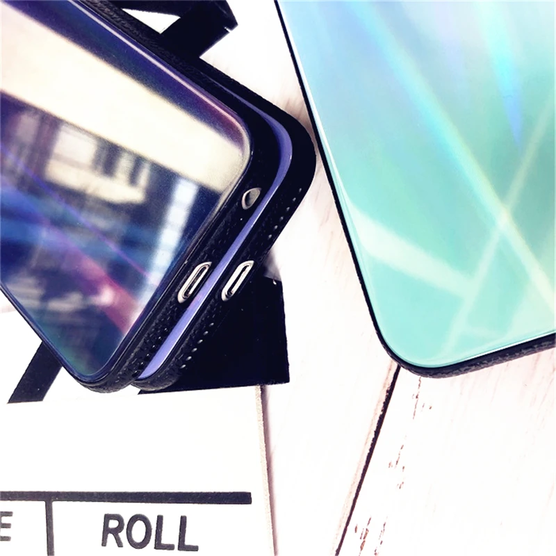 BONVAN For iPhone X 7 8 Plus Tempered Glass Back Case Gradient Color Laser Aurora Silicone Bumper For iPhone 7 6S 8 6 Plus Cover28