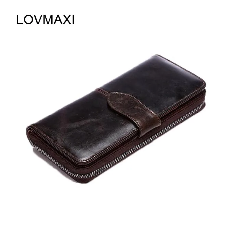 

100% Genuine Cow Leather Men's Long Wallets Leather Clutch Bag Male Wallets Casual Coffee Man Purses