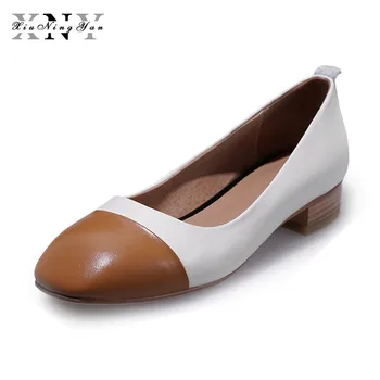 

Xiuningyan 2019 Shoes Woman Genuine Leather Flats Ladies Shoes High Quality Shoes for Women Work Loafers Women's Casual Shoes