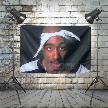 

"2PAC" Large Rock Flag Banners Poster Four-Hole Wall Hanging Painting Bedroom Studio Party Music Festival Background Decoration