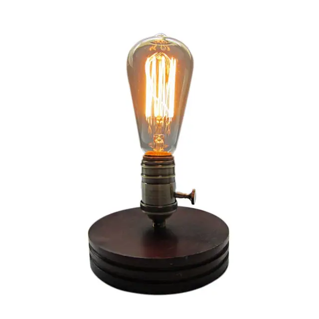 Retro Coffee Shop Table Lamp Wood Vintage Desk Lamp Rotary