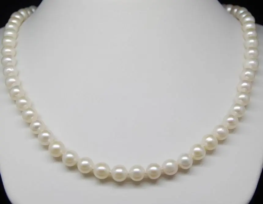 

FREE SHIPPING>>>@@ AS4907 New Design Fine Aaa+ 6-7mm White Akoya Pearl Necklaces 16