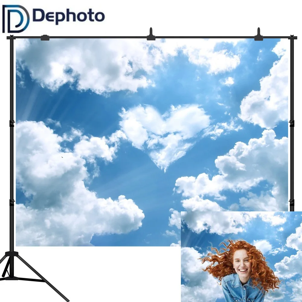 Вечерние фоны для фотосъемки новорожденных с изображением облаков голубого неба
