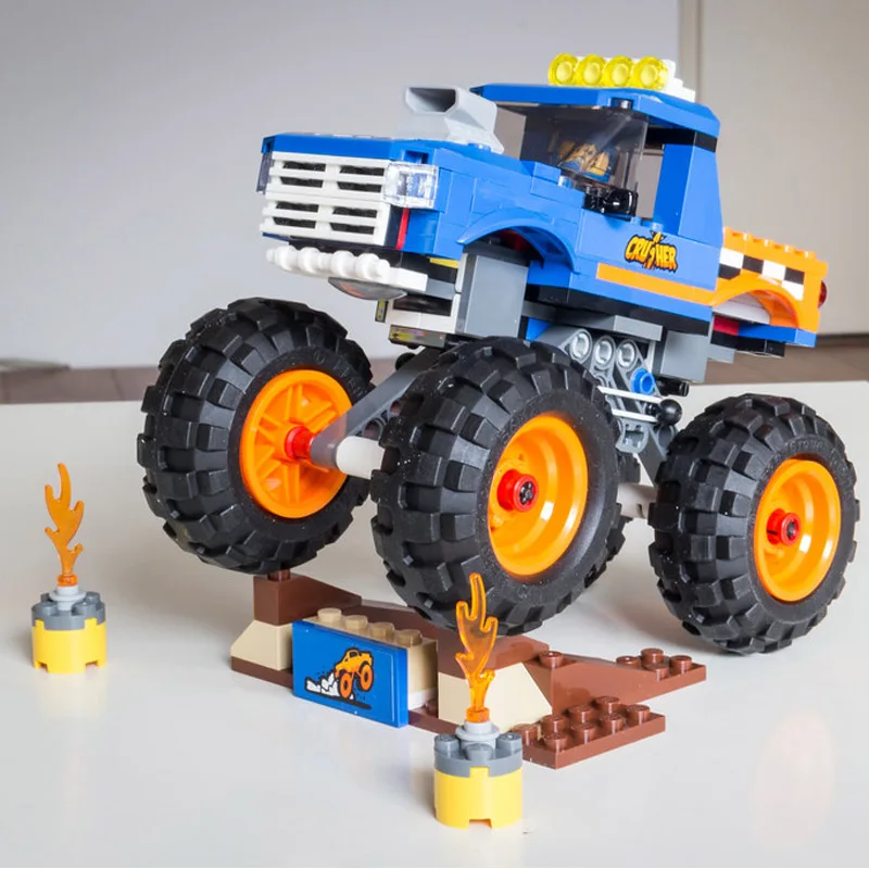 60180, 198 шт., серия "Город", модель грузовика-монстра, строительный блок, обучающая игрушка "сделай сам" для детей, подарок 10869
